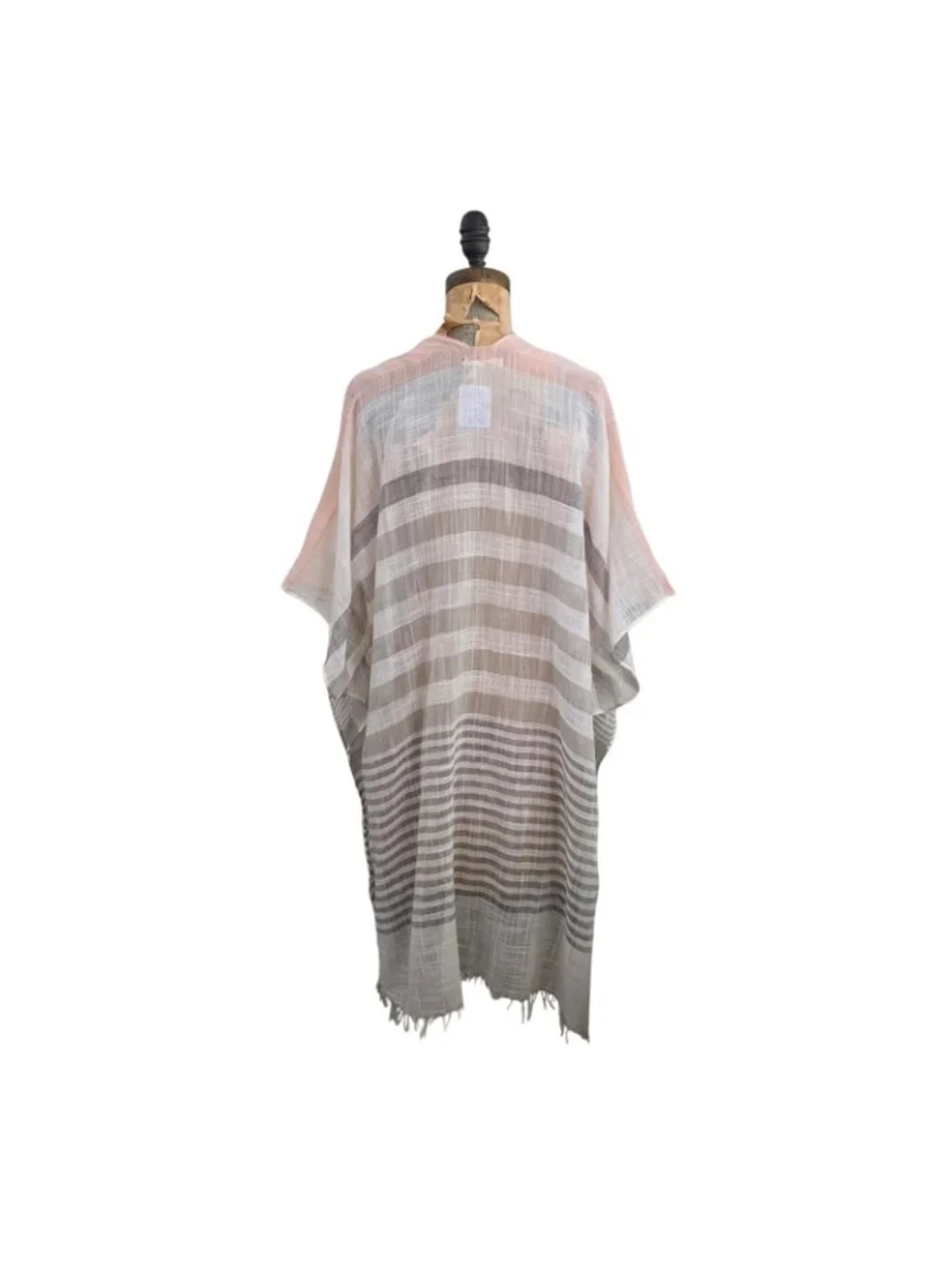 Free People Do Everything In Love Stripe Fringe Kimono Cover Up One Size NWT